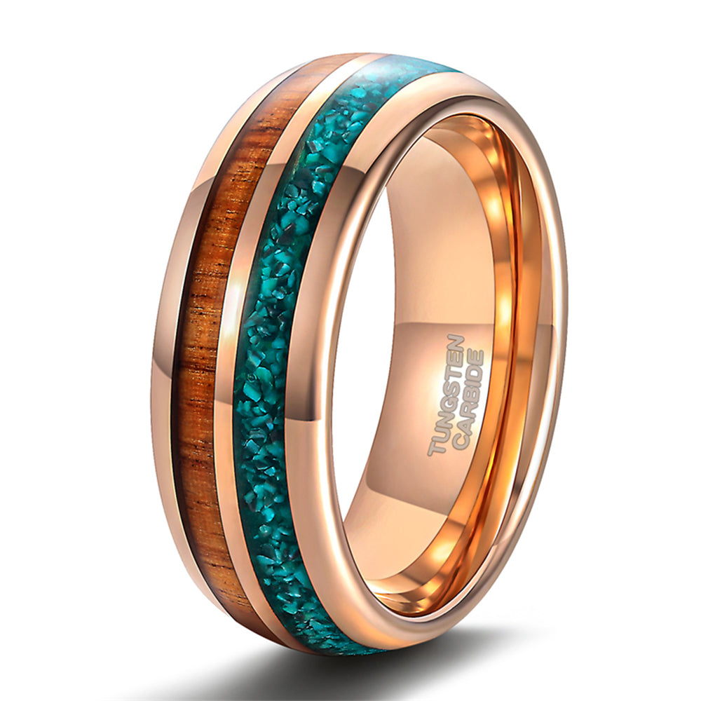 TGA Malachite & Koa Wood Tungsten Ring Wedding Band-Mens Tungsten Carbide Ring-The Great Arctic