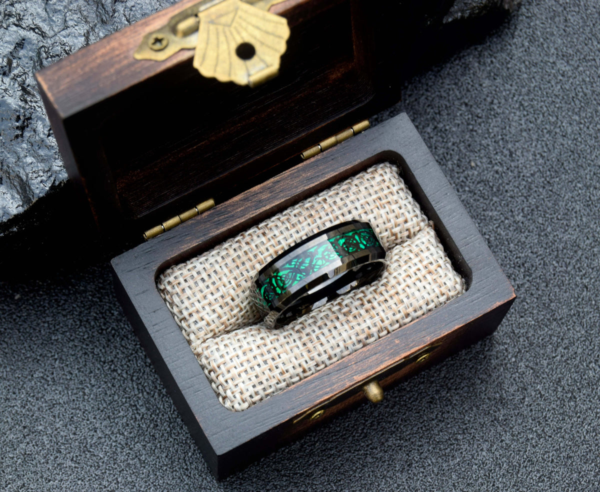 Celtic Dragon Inlay Tungsten Ring-Mens Tungsten Carbide Ring-The Great Arctic