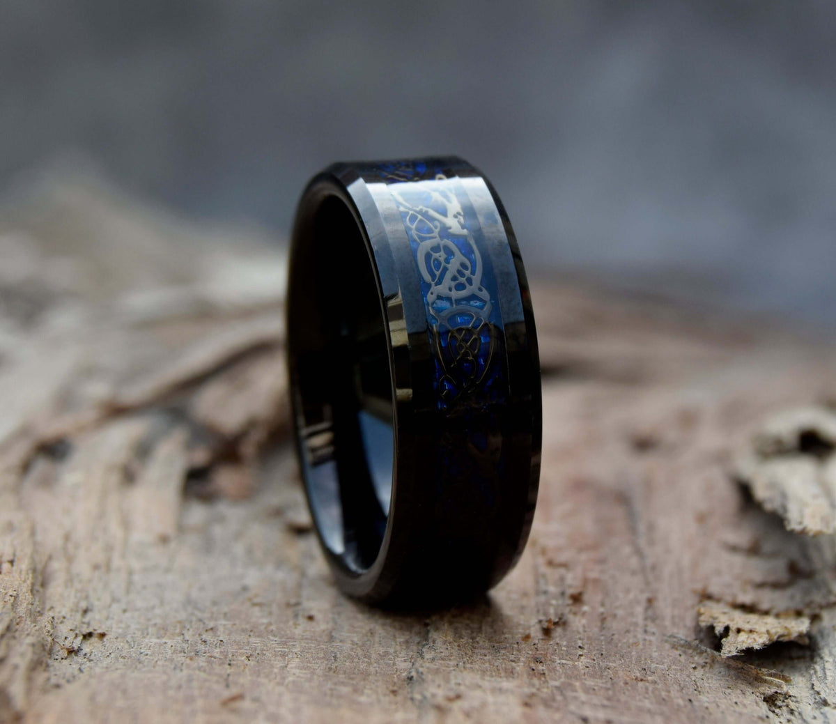 Celtic Dragon Inlay Tungsten Ring-Mens Tungsten Carbide Ring-The Great Arctic