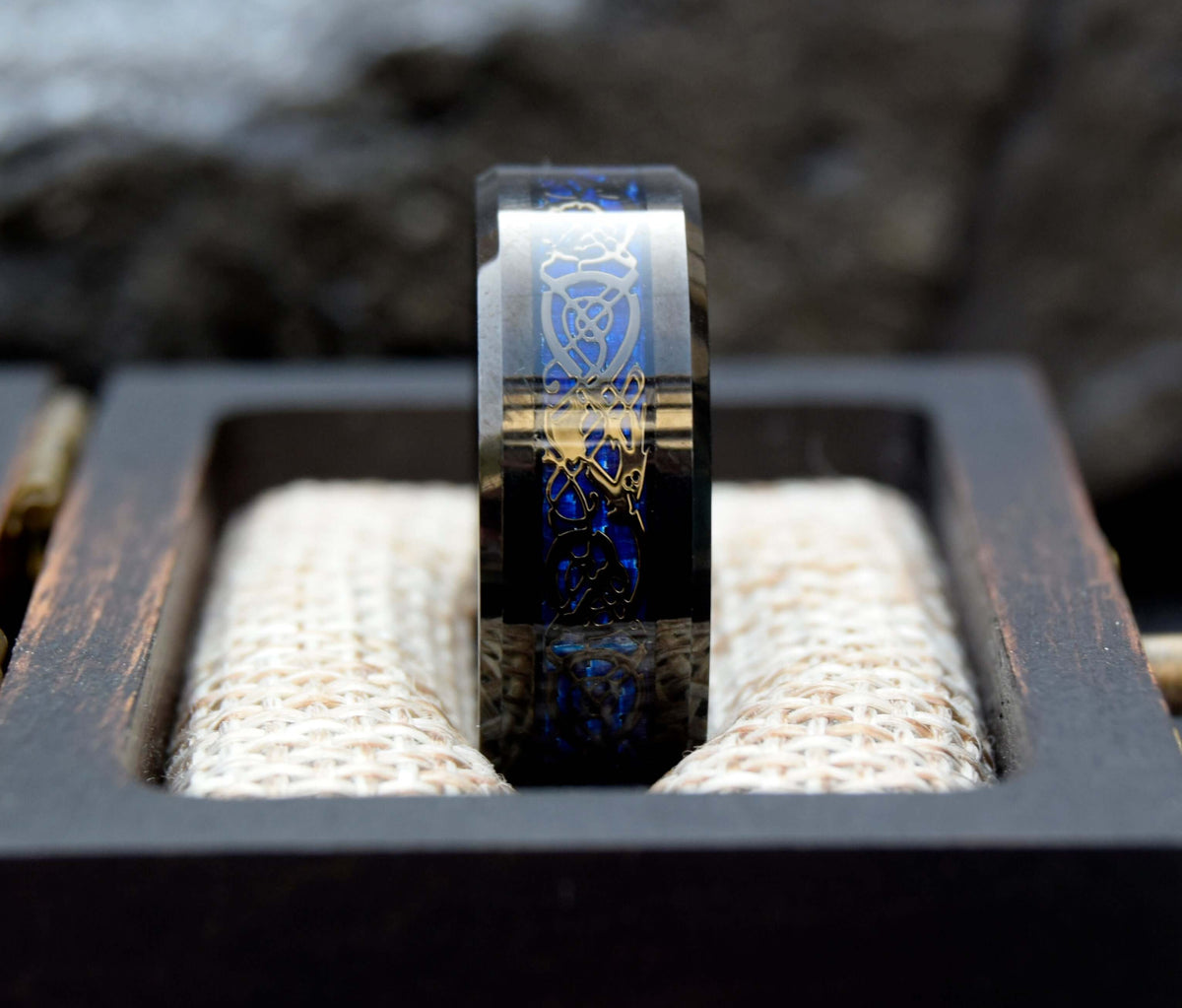 Celtic Dragon Inlay Tungsten Ring-Mens Tungsten Carbide Ring-The Great Arctic