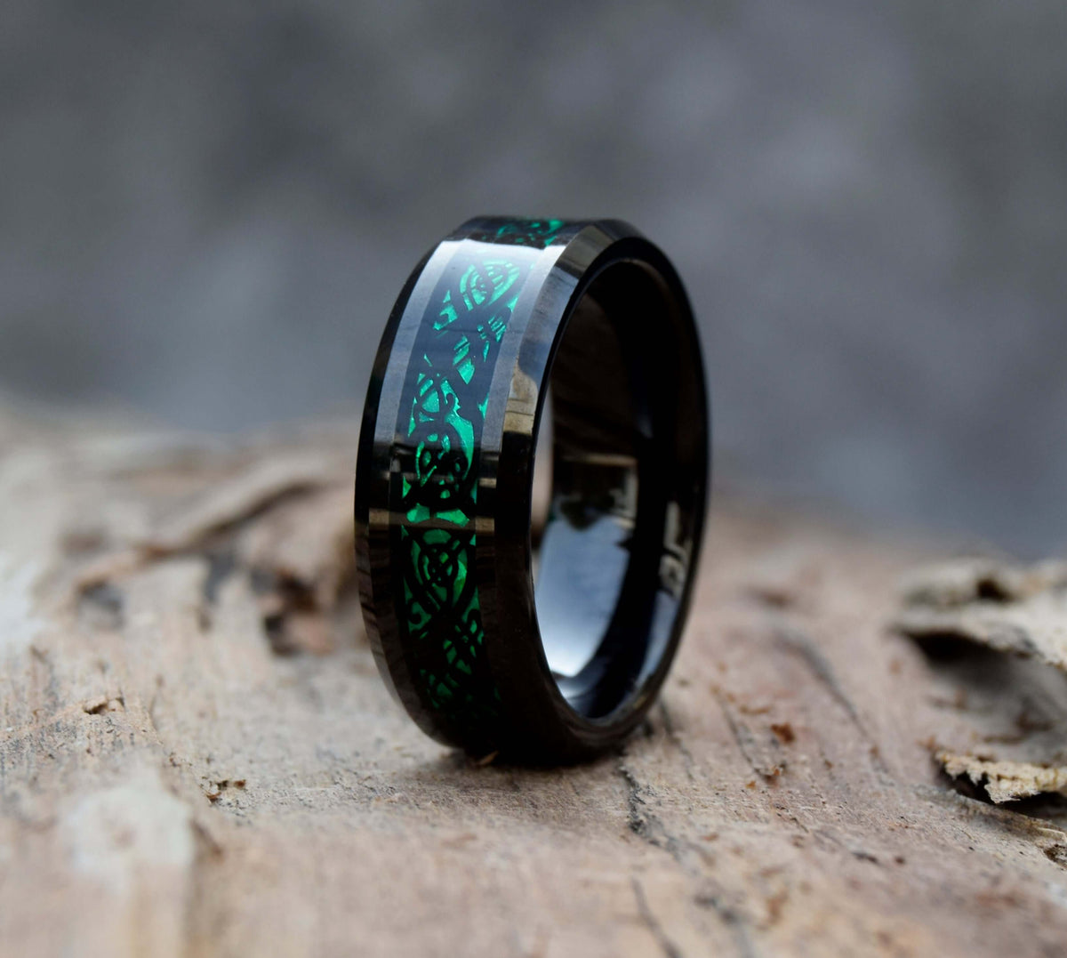 Celtic Dragon Inlay Tungsten Ring-Mens Tungsten Carbide Ring-The Great Arctic
