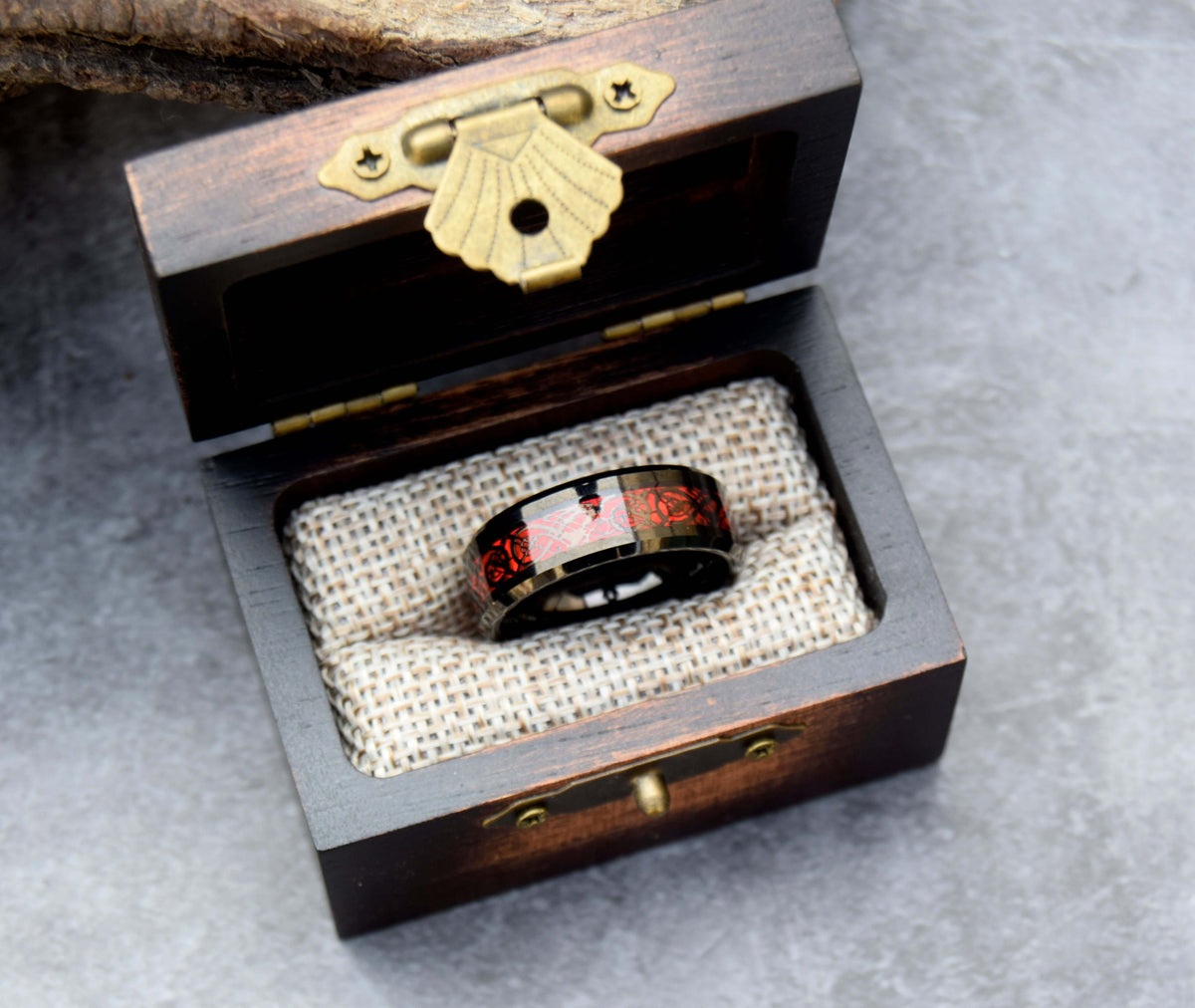 Celtic Dragon Inlay Tungsten Ring-Mens Tungsten Carbide Ring-The Great Arctic
