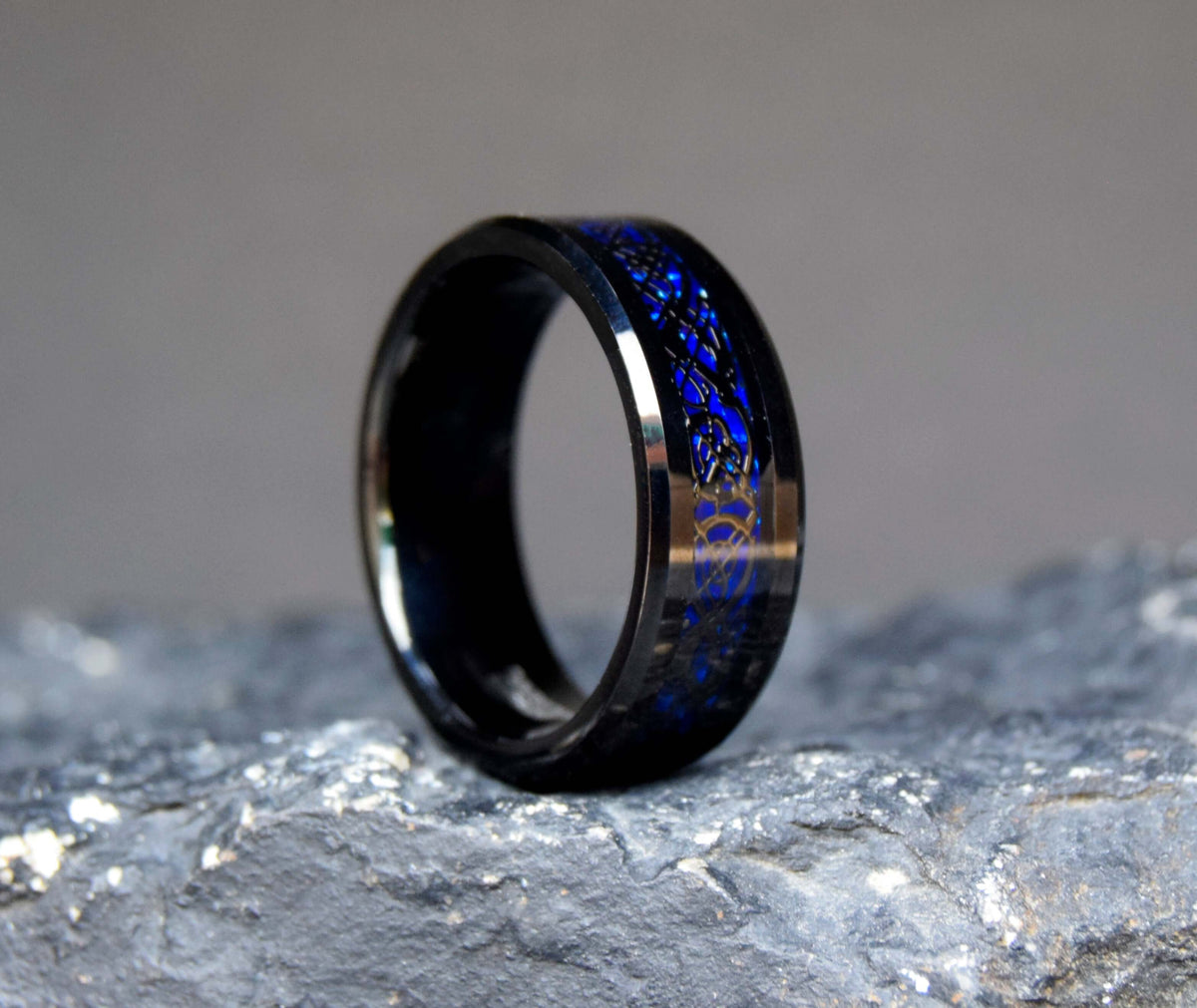 Celtic Dragon Inlay Tungsten Ring-Mens Tungsten Carbide Ring-The Great Arctic