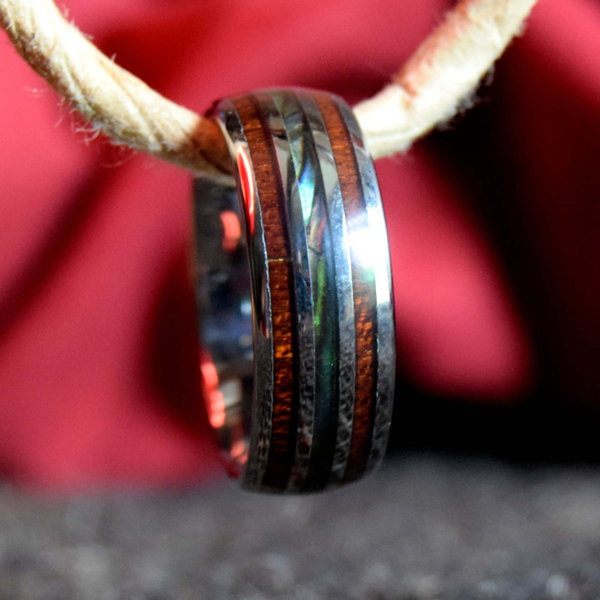 Abalone Shell & Koa Wood Tungsten Ring-Mens Tungsten Carbide Ring-The Great Arctic