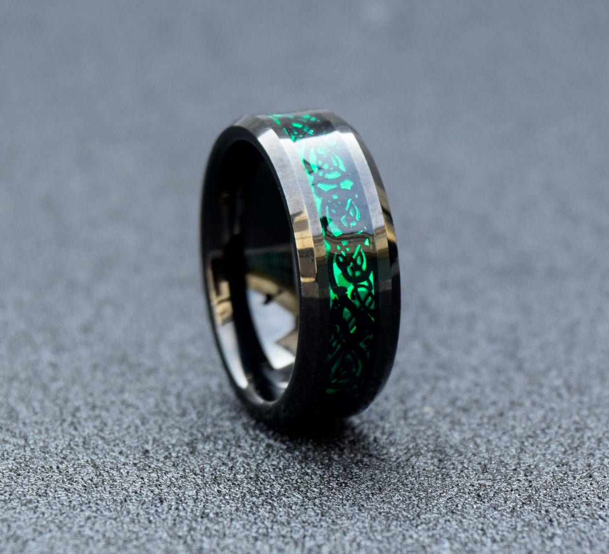 Celtic Dragon Inlay Tungsten Ring-Mens Tungsten Carbide Ring-The Great Arctic
