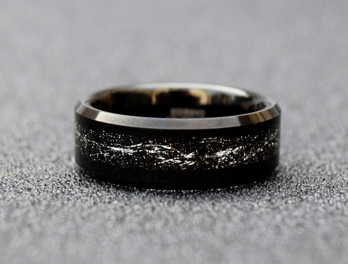 Meteorite Inlay Tungsten Ring-Mens Tungsten Carbide Ring-The Great Arctic